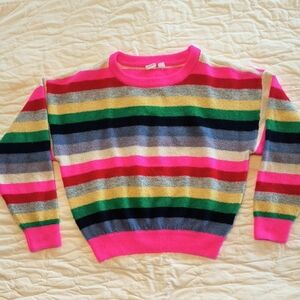 GAP Girls's Colorful Striped Crew Neck Sweater (8/M)